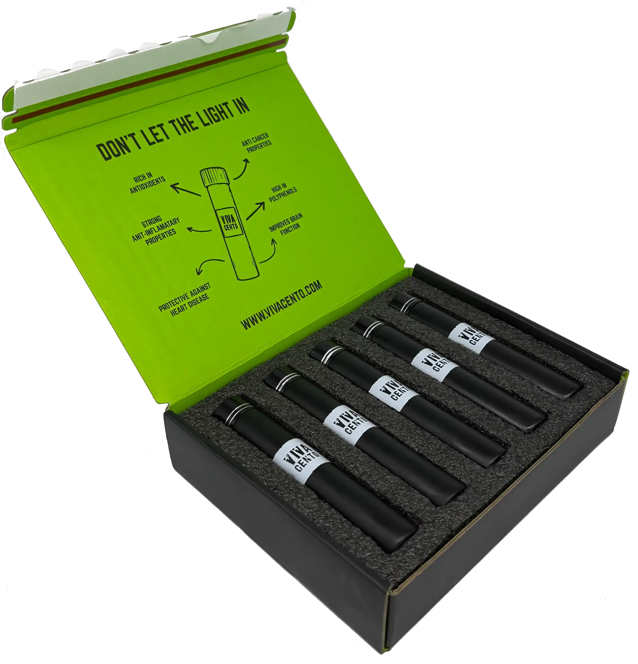 Box of Viva Cento daily olive oil shots